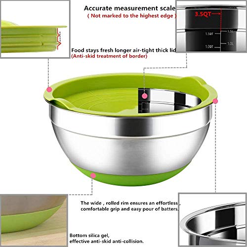 6 Piece Stainless Steel Mixing Bowls with Airtight Lids P383