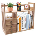 Bamboo Desktop Bookshelf with 3 Drawers (Nut-Brown) Q947