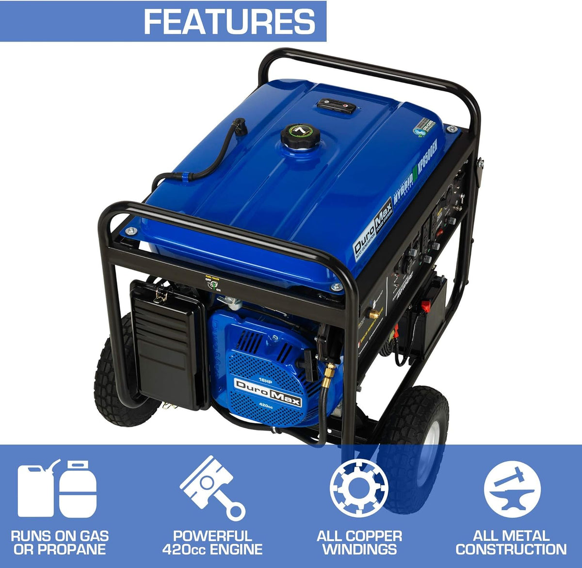 Dual Fuel Portable Generator 4400 Watt Electric Start M45606