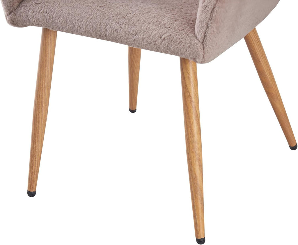 Grey Faux Fur Side Chair with Wood Metal Legs N757388
