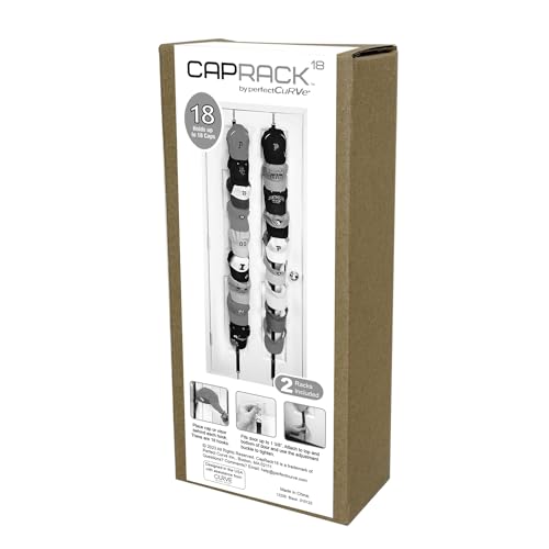 Black Over-The-Door Hat Rack Holds 18 Caps M421