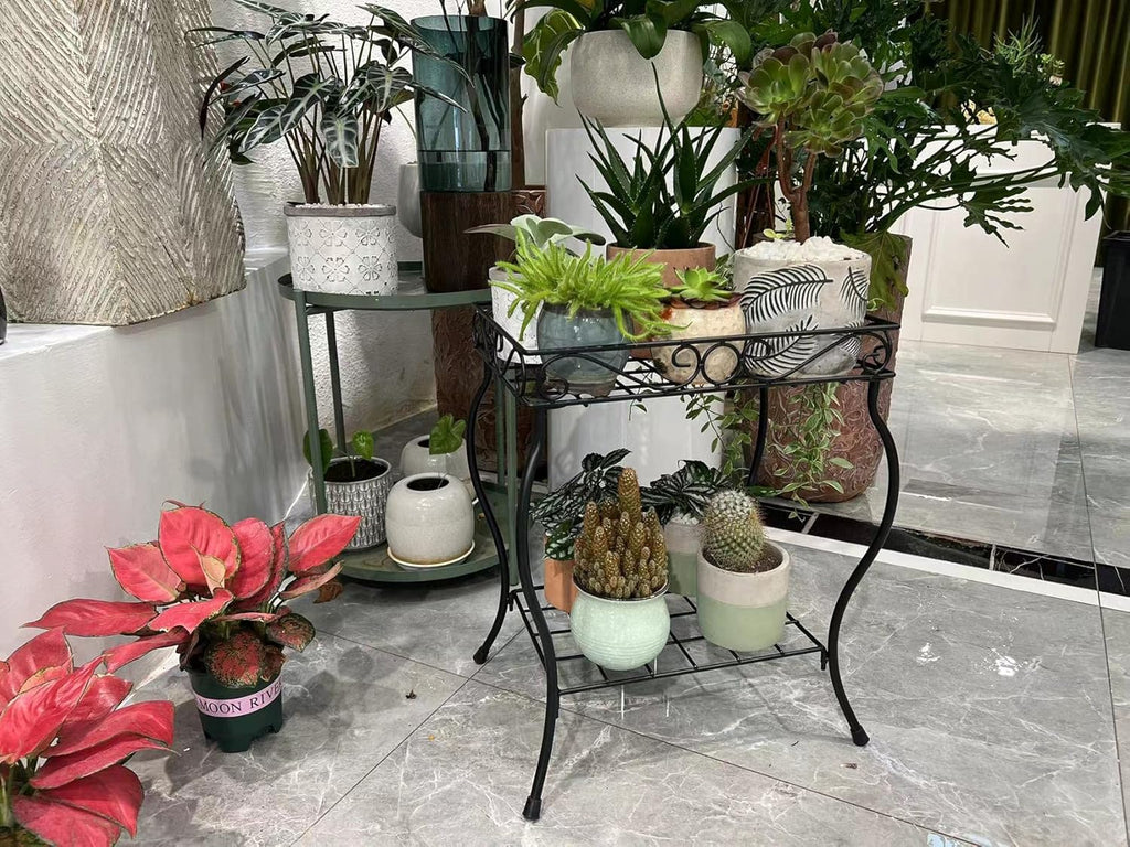 18.7'' Tall Rectangular Metal Plant Stand Black F958
