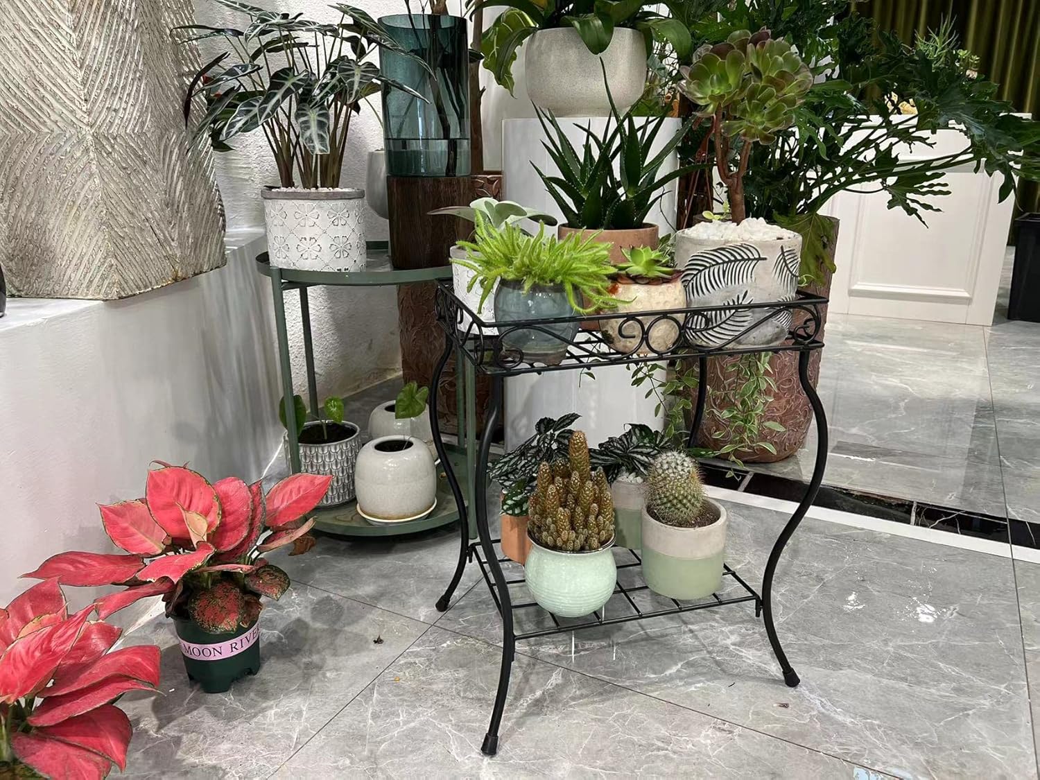 18.7'' Tall Rectangular Metal Plant Stand Black F958