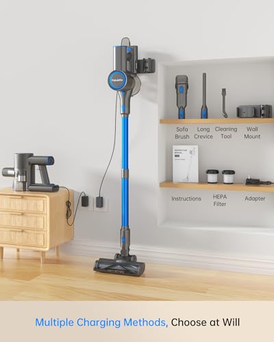 400W Lightweight Cordless Stick Vacuum with Detachable Battery (Blue) I346