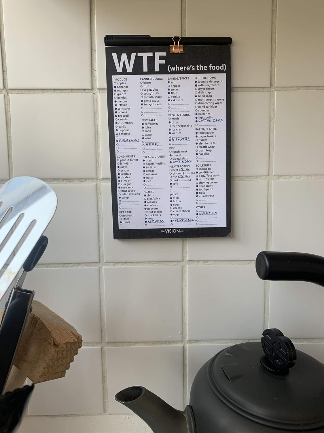 50 Sheets 8.5" x 5.5" Grocery List Pad with Fridge Magnet Q1114