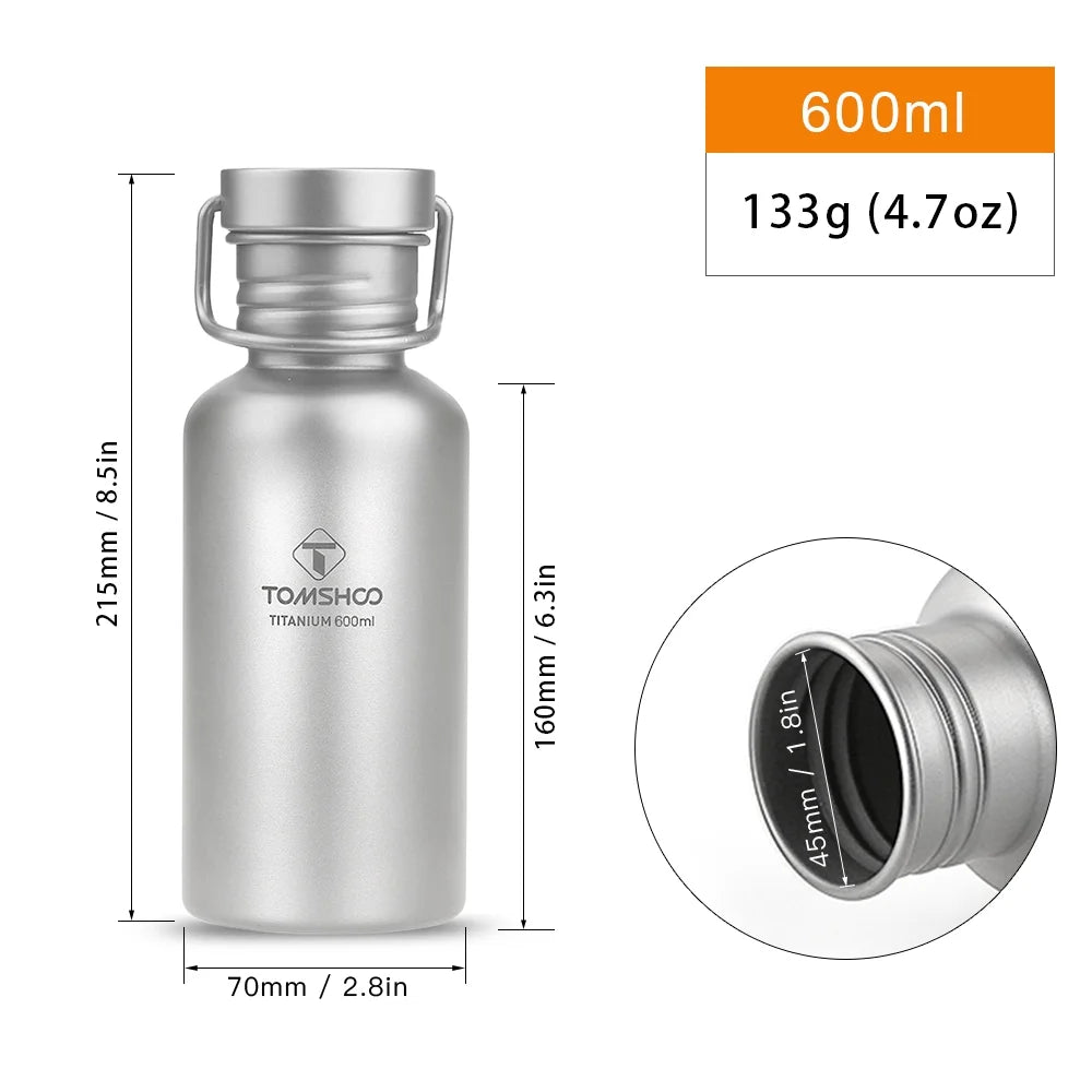 600ml Full Titanium Water Bottle with Extra Lid Ultralight P617968