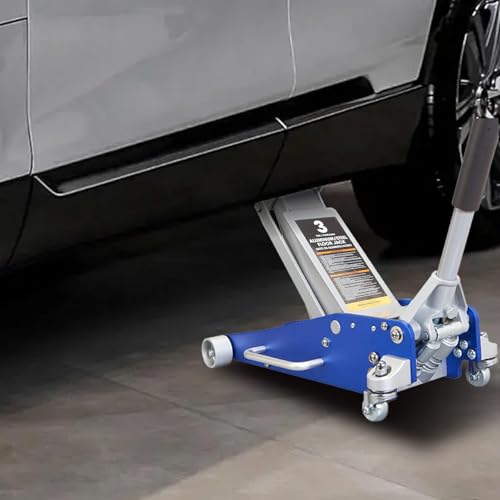 1.5 Ton Aluminum and Steel Hydraulic Low Profile Floor Jack with Dual Piston Quick Lift Pump, 3,000 lb Capacity K39966