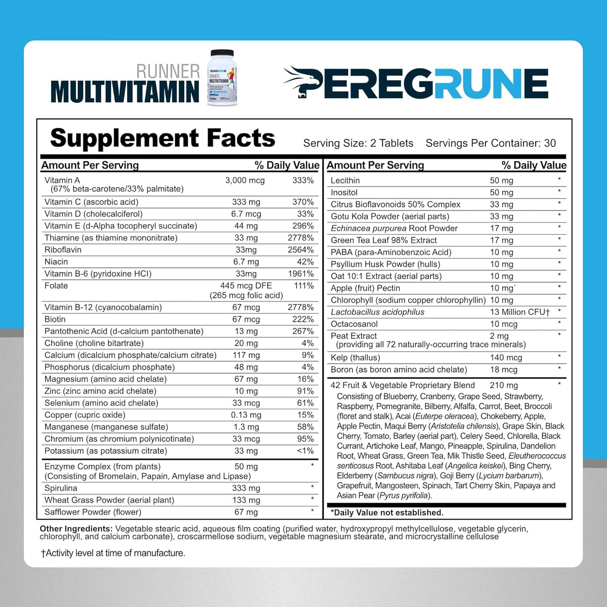 Runner Multivitamin with Antioxidants, B Complex, Probiotics U130612