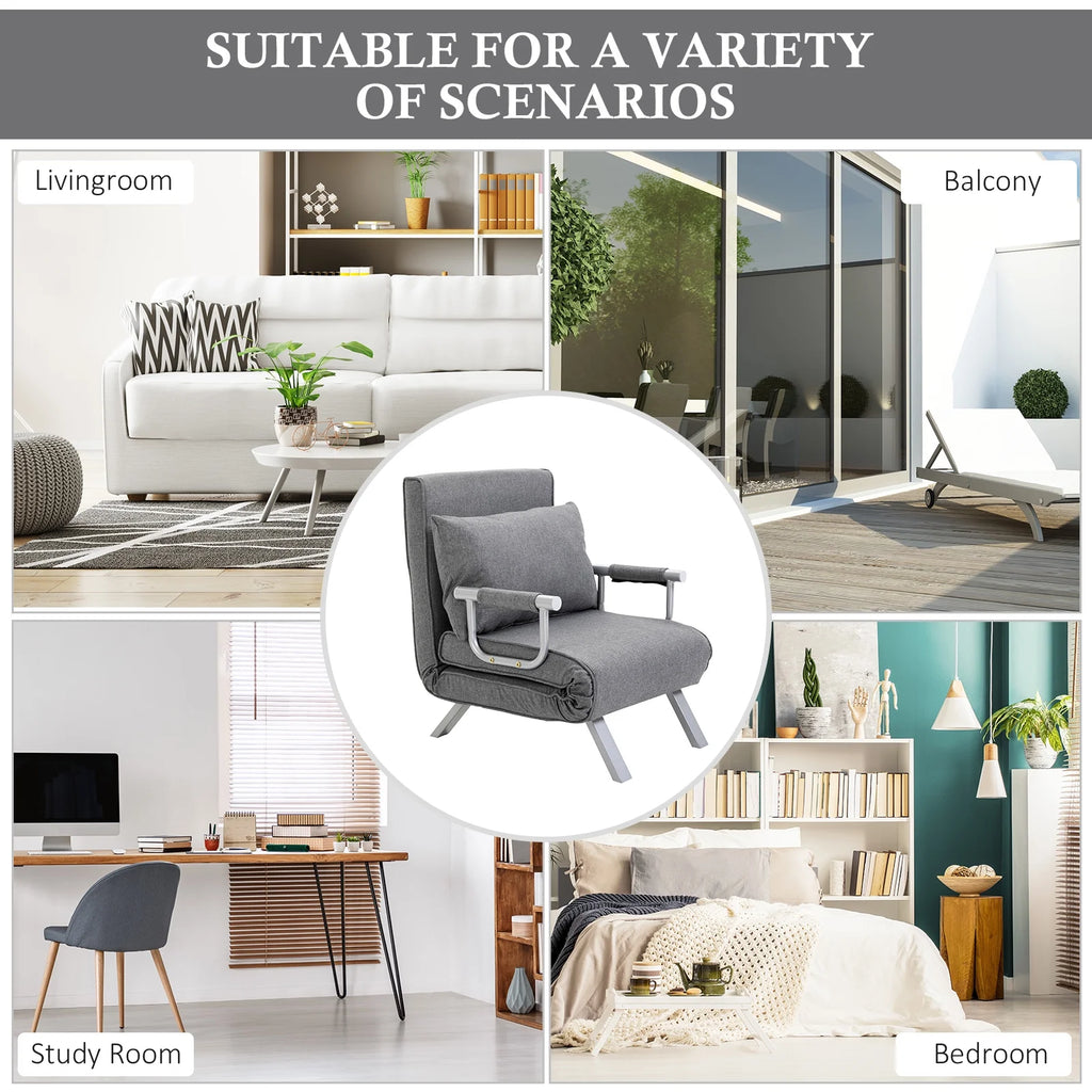 Light Grey Folding Sofa Bed Sleeper Chair P29453