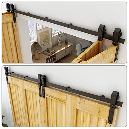 Black Track Bi-Folding Sliding Barn Door Hardware Kit F325