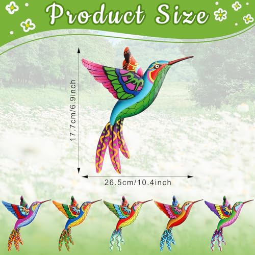6Pcs Metal Hummingbird Wall Art Decor Colorful Birds Hanging Sculptures M72933