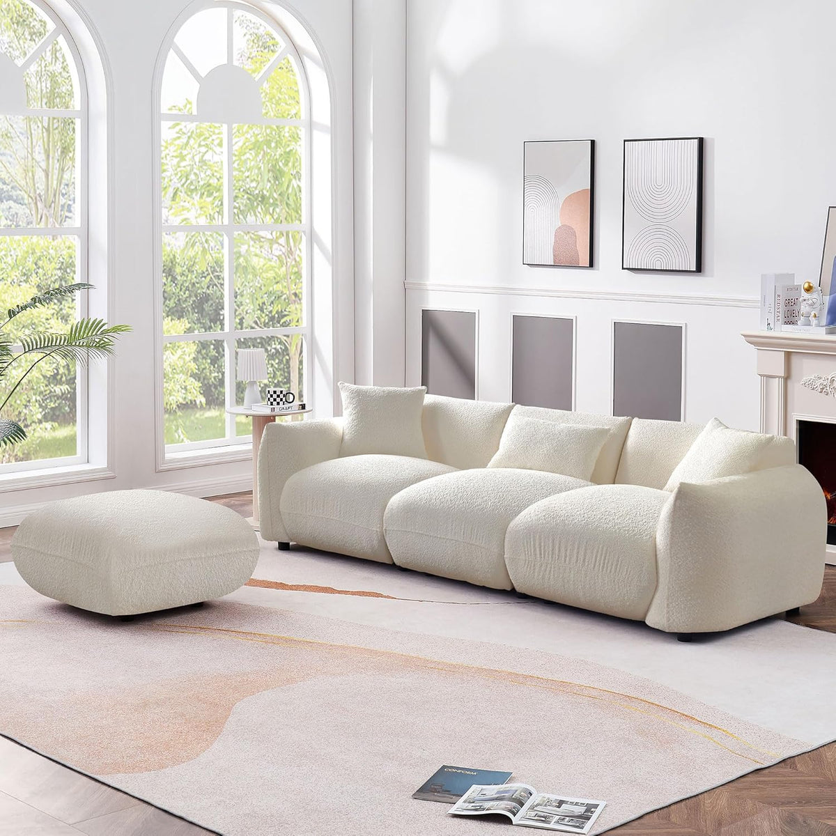 Beige Sectional Sofa with Moveable Ottoman K227653