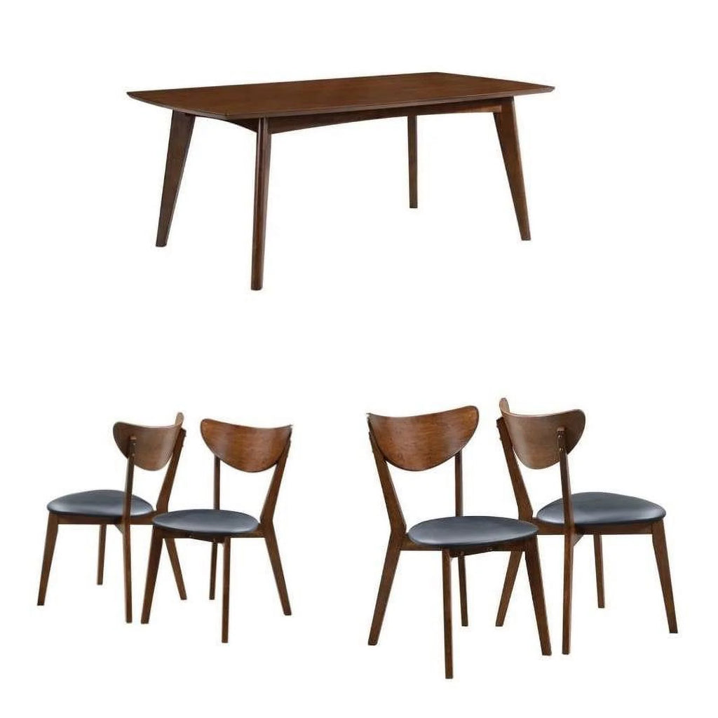5 Piece Dining Table and 4-Chair Set in Dark Walnut T79267