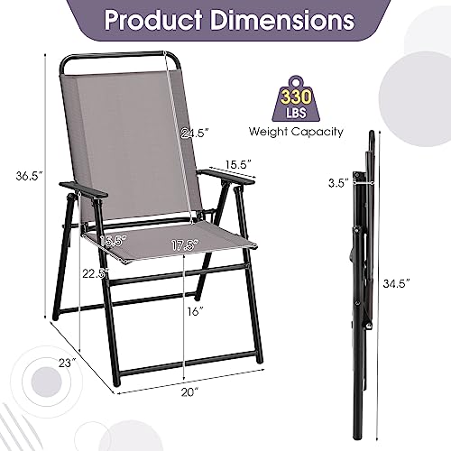 Portable Folding Chairs with Metal Frame & Armrest (4) I1681