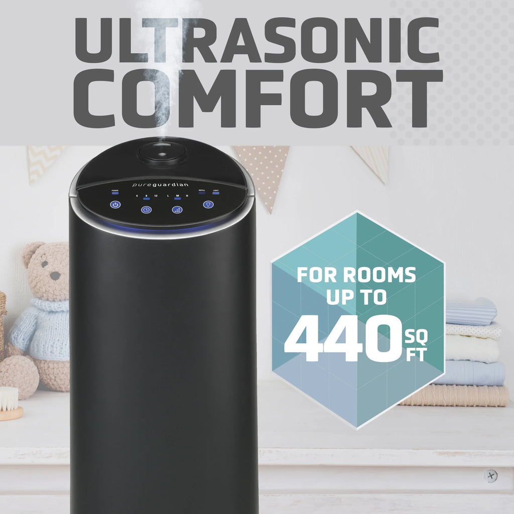 Black 1.5 Gallon Ultrasonic Cool Mist Tower Humidifier D785