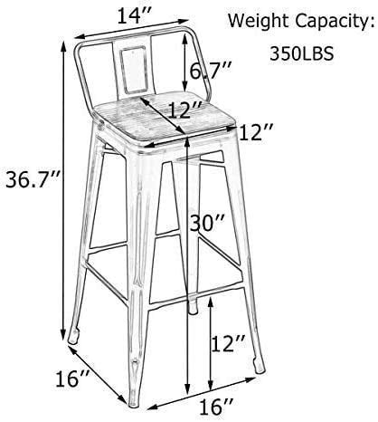 Distressed White 30 Inch Metal Bar Stools Set of 4 K3604