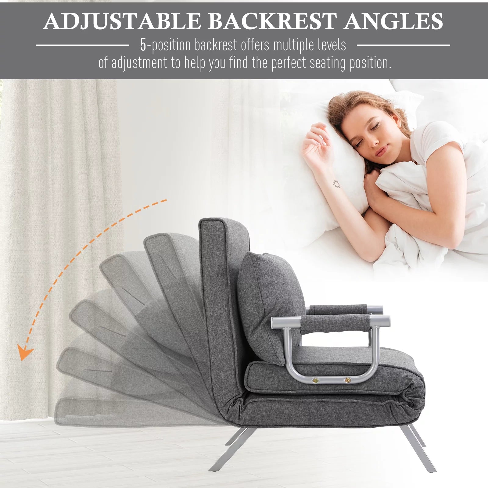Light Grey Folding Sofa Bed Sleeper Chair P29453