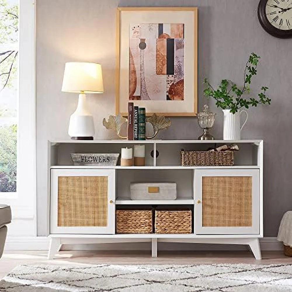 TV Stand with Natural Rattan Door I36880