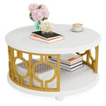 2-Tier Round Coffee Table with Storage Shelf M446542