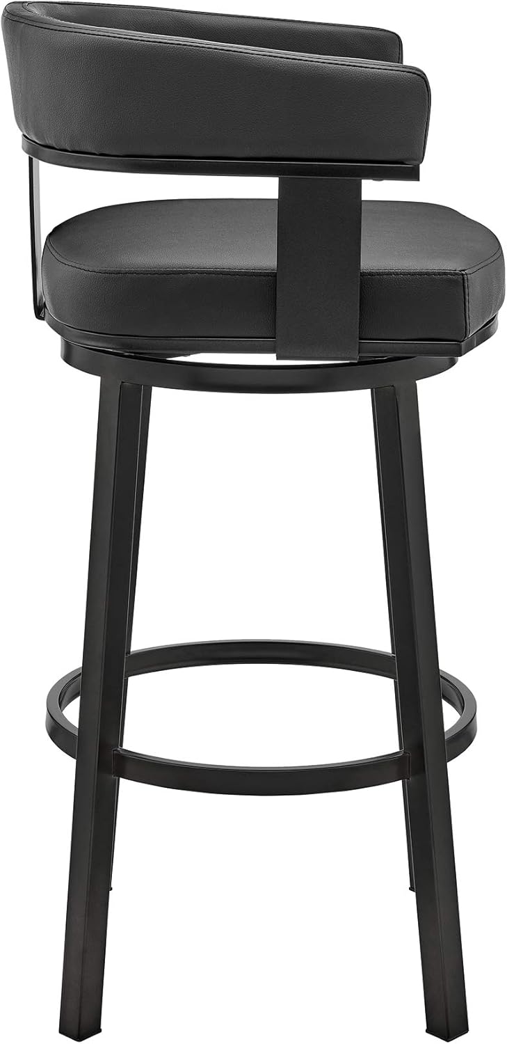 Black Faux Leather Bar Height Swivel Bar Stool G974