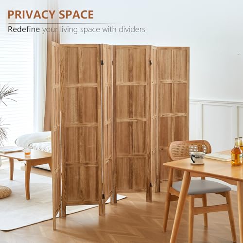Wood 4 Panel Room Divider, 5.6 FT Tall Folding Privacy Screen G498236