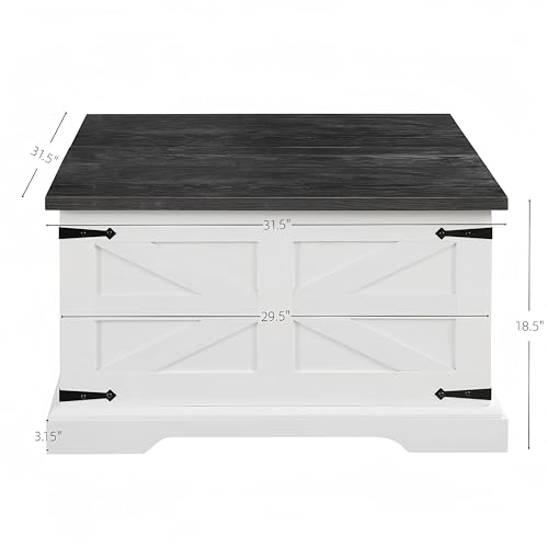 Farmhouse Lift Top Coffee Table, 31.5" Square Wood Center Table with Hidden Storage Compartment H1814