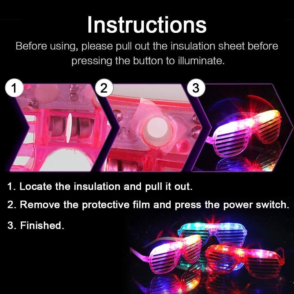 20Pack LED Glow Glasses Plastic Shutter Shades W8702