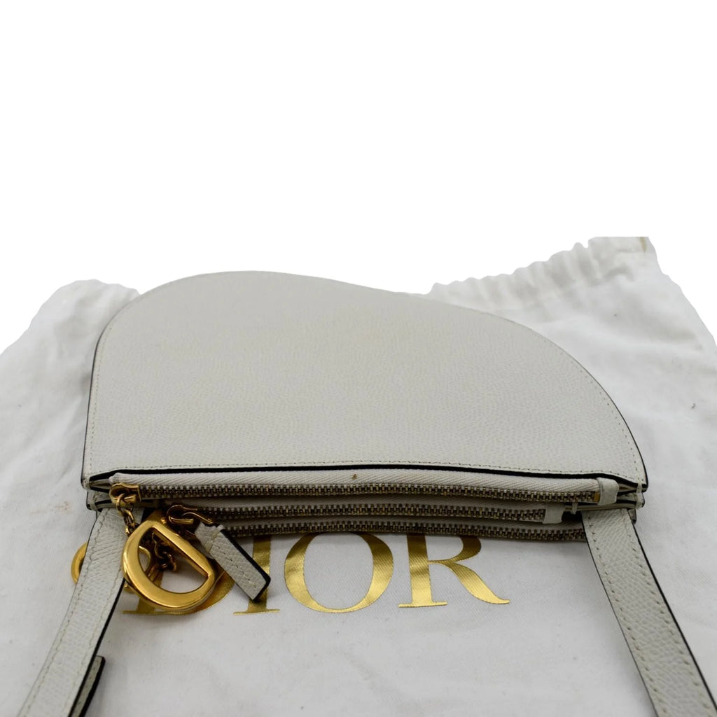 White Leather Crossbody Pouch Bag L936456