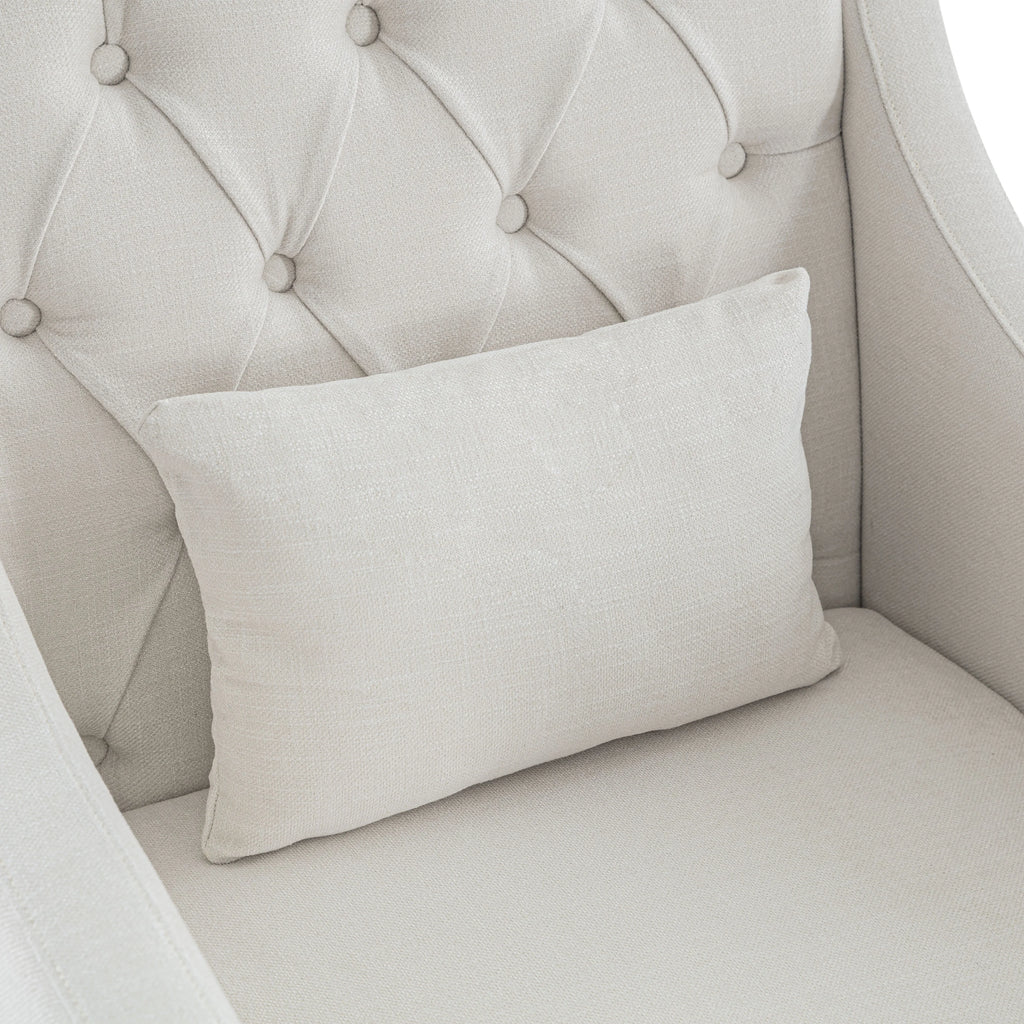 Beige Fabric Accent Chair with Wood Frame H6388