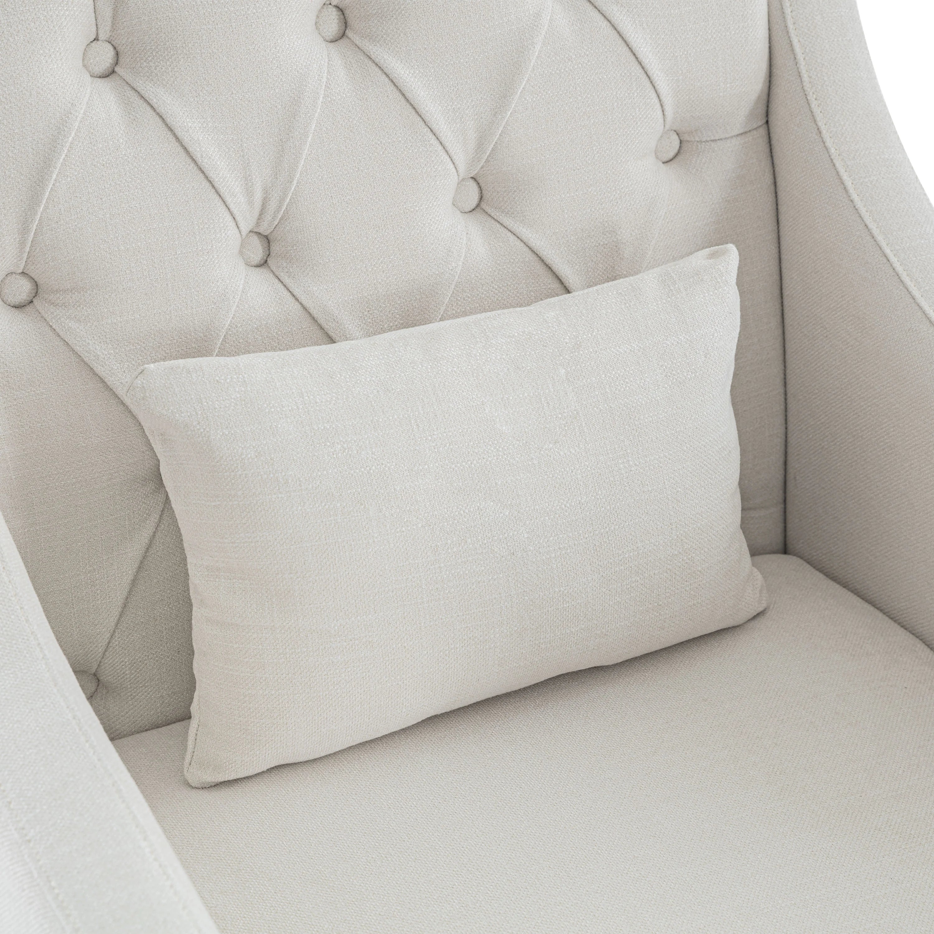 Beige Fabric Accent Chair with Wood Frame H6388