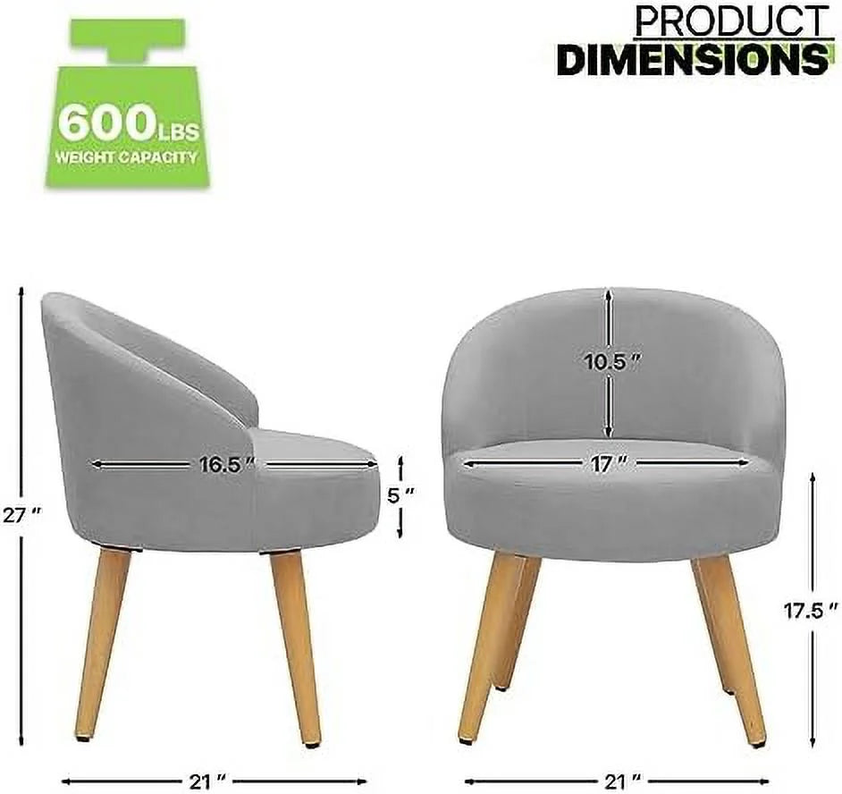 Grey Velvet Accent Chair with Wood Legs K895346