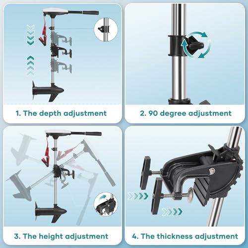 55lb Thrust 8 Speed Electric Outboard Motor with 30'' Shaft N3423