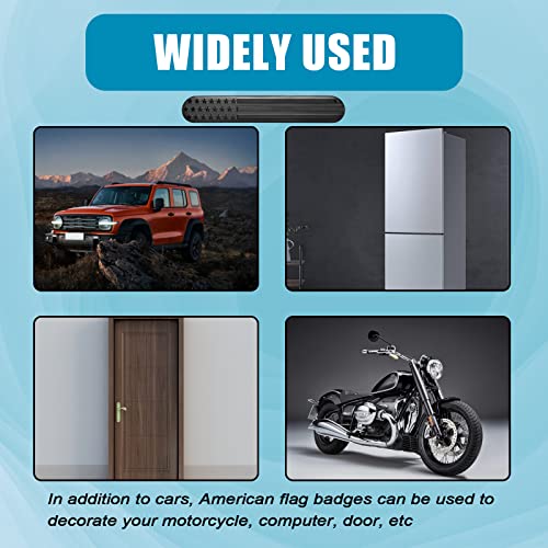 2Pcs Black Metal American Flag Auto Fender Emblem Sticker J2733