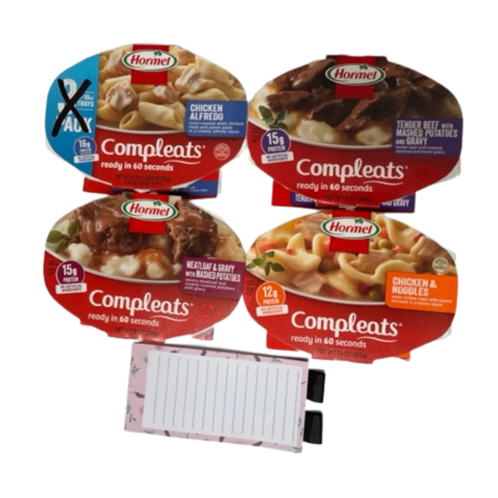 4 Pack Chicken Alfredo, Tender Beef, Chicken Noodle, Meatloaf O189635