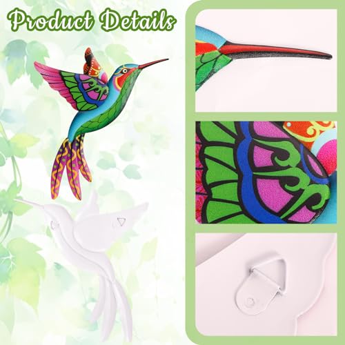 6Pcs Metal Hummingbird Wall Art Decor Colorful Birds Hanging Sculptures M72933