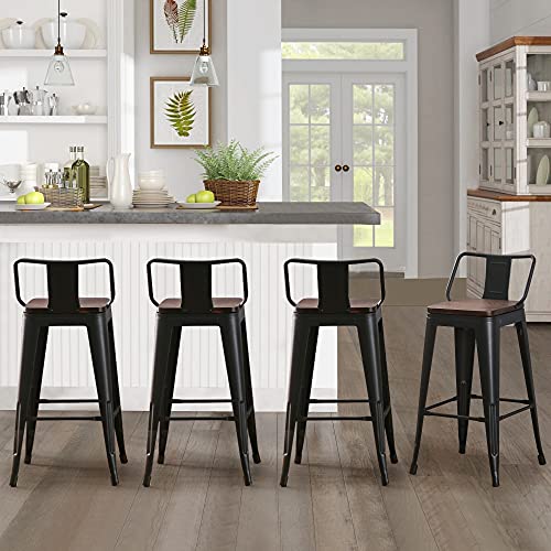 Distressed White 30 Inch Metal Bar Stools Set of 4 K3604