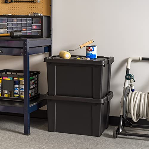 5 Gallon Lockable Storage Bins with Lids, 6 Pack - Black A9768