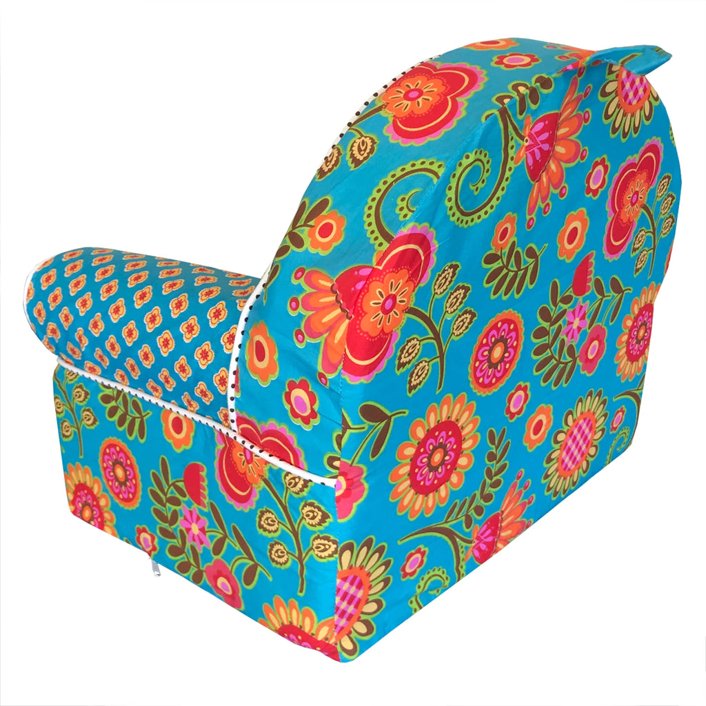Turquoise Orange Multi Color Floral Dot Foam Chair D772