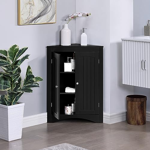 Black Corner Storage Cabinet with 2 Doors C43107