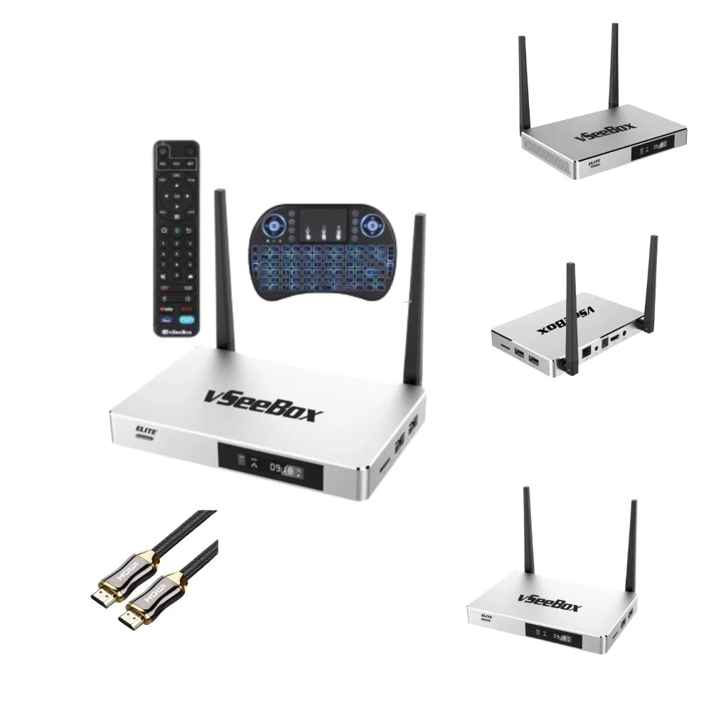 Smart Android TV Box with Voice Remote Control, Backlit Mini Keyboard and 8K HDMI Cable (4G RAM+ 128G ROM) K2533