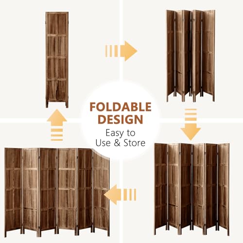 Wood 4 Panel Room Divider, 5.6 FT Tall Folding Privacy Screen G498236