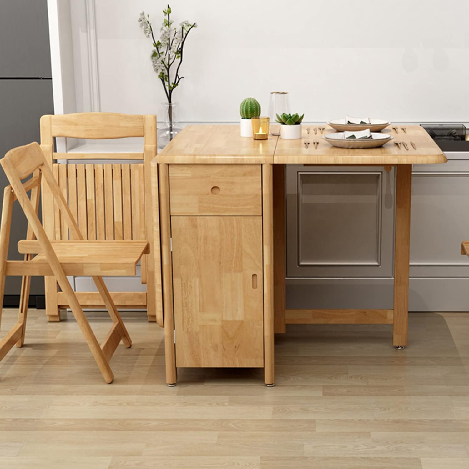 Solid Wood Drop Leaf Folding Dining Table F6042