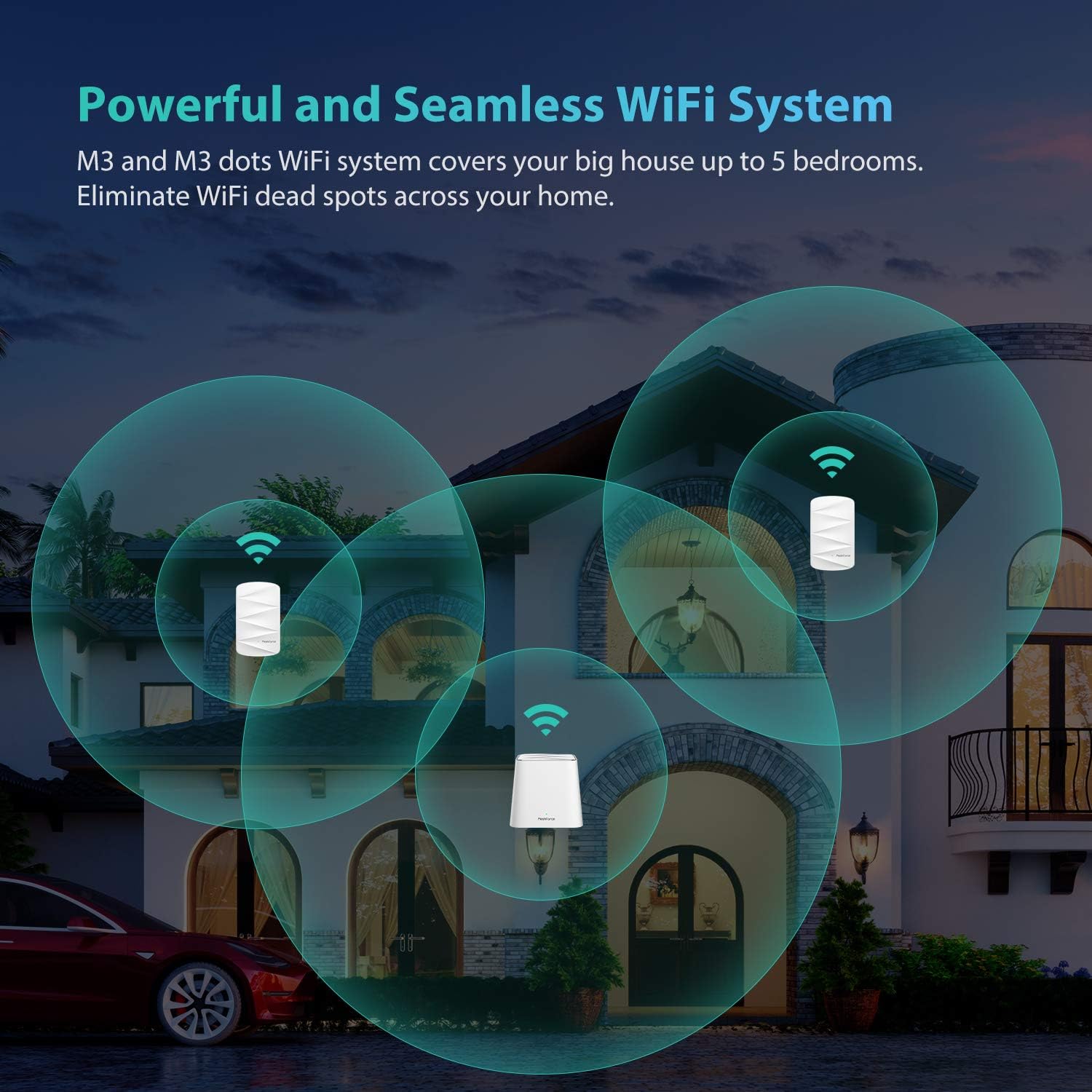 Mesh WiFi System, 3,000 sq.ft Whole Home Coverage, 1 WiFi Point & 1 Dot F854604
