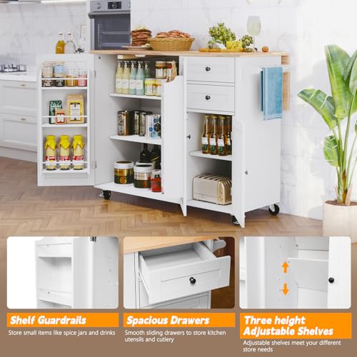 Kitchen Island with Storage on Wheels E2314