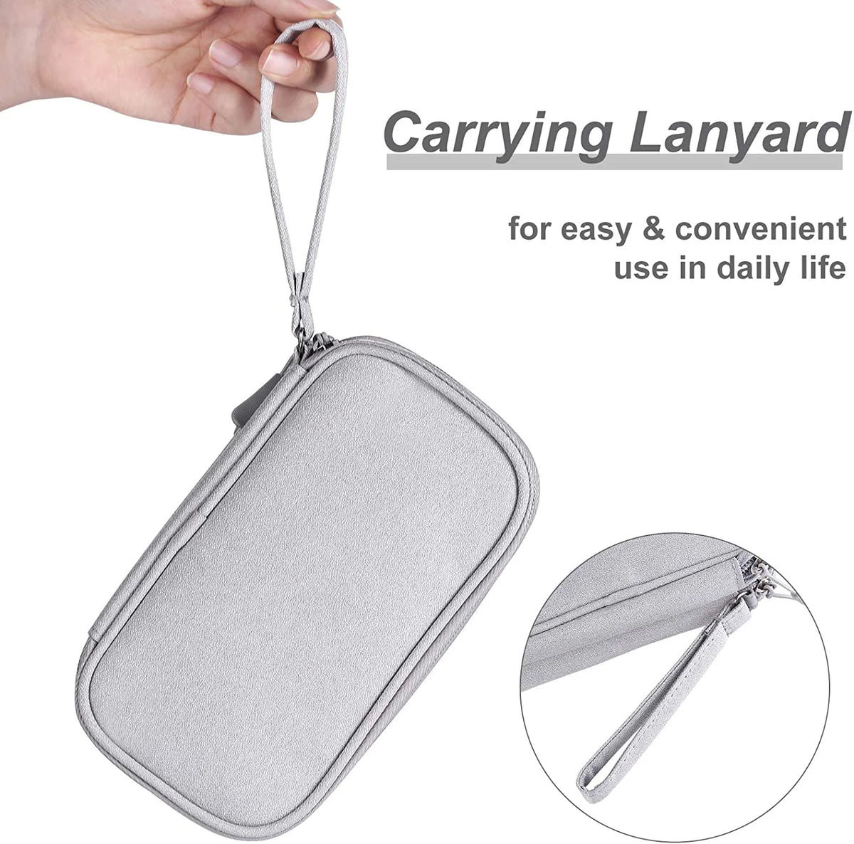 Compact Light Grey Travel Electronics Organizer Bag Y9743