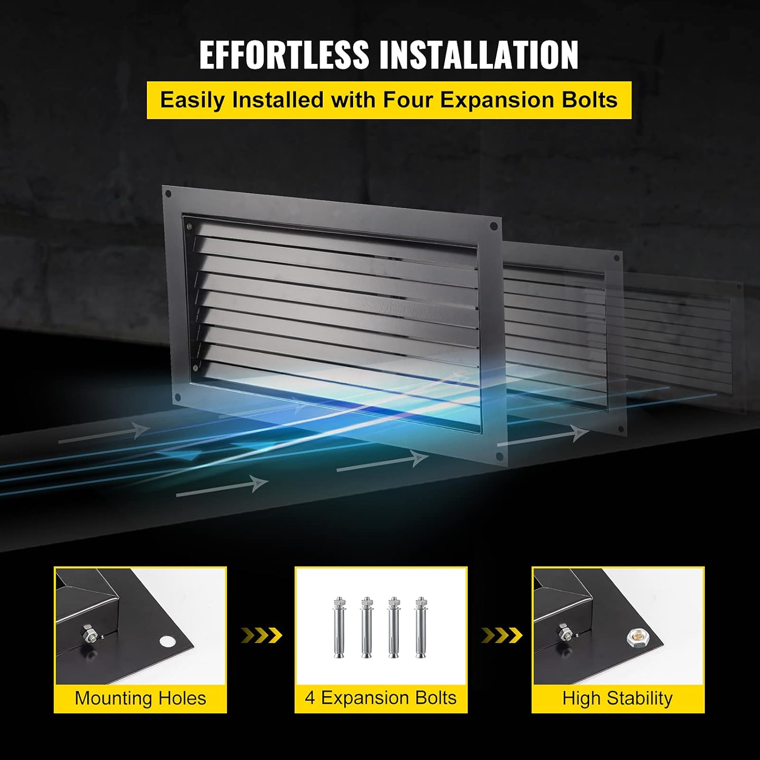 Black 8" x 16" Wall Mounted Flood Vent J67194