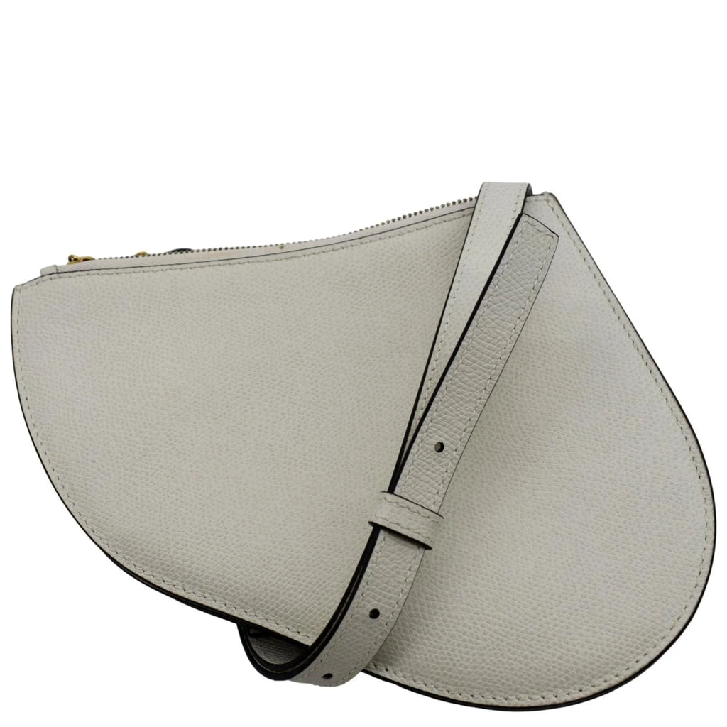 White Leather Crossbody Pouch Bag L936456