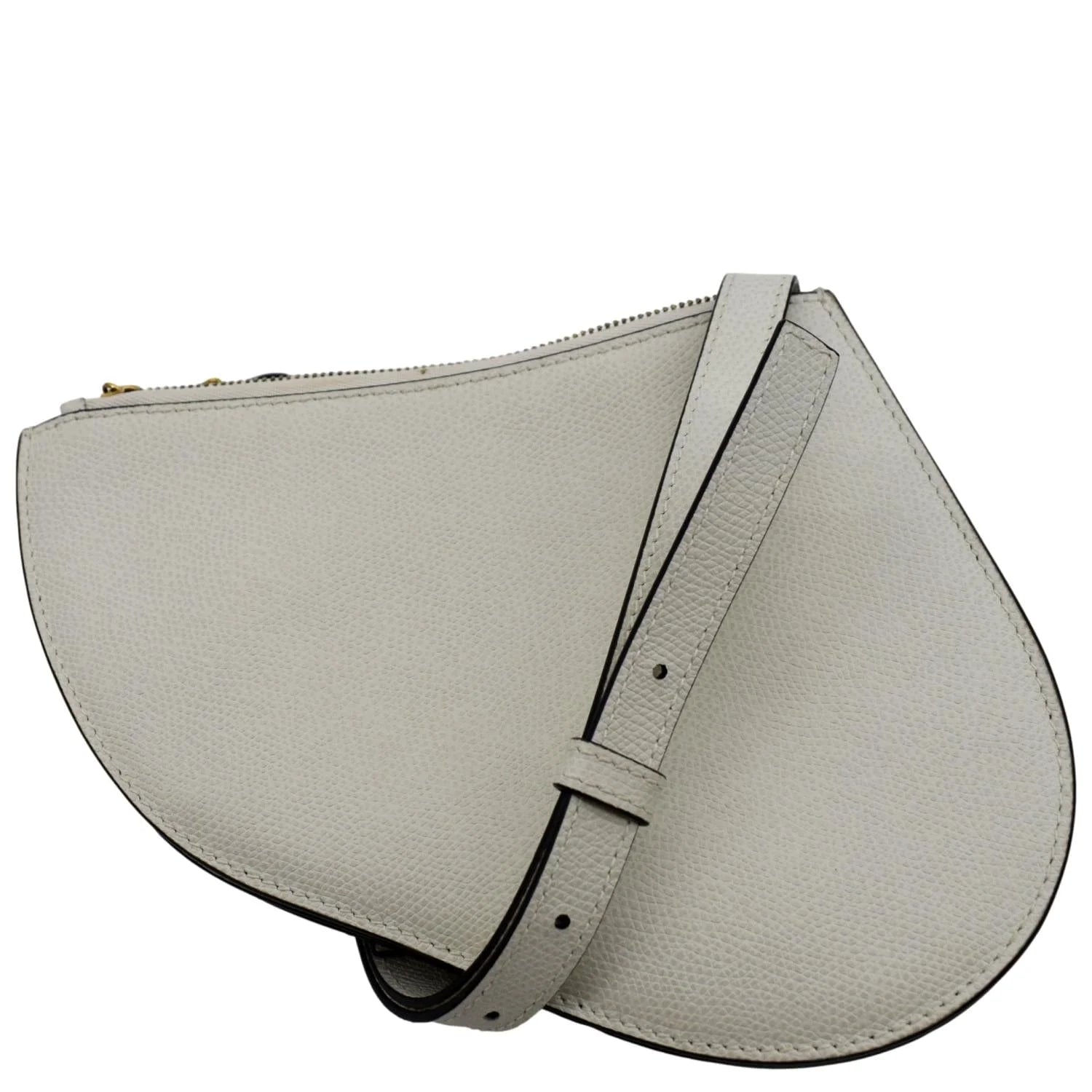 White Leather Crossbody Pouch Bag L936456