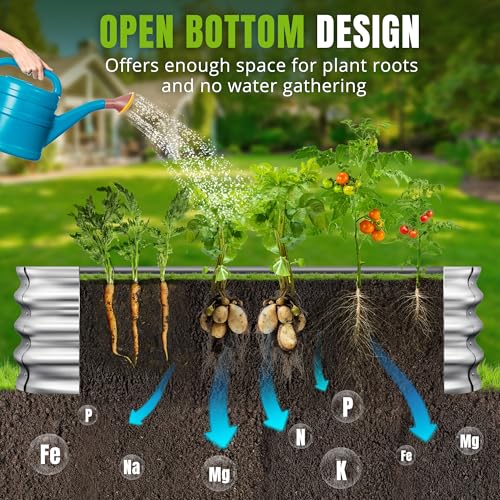 Galvanized Raised Garden Bed Planter Boxes, Large Oval Metal, Silver D80477
