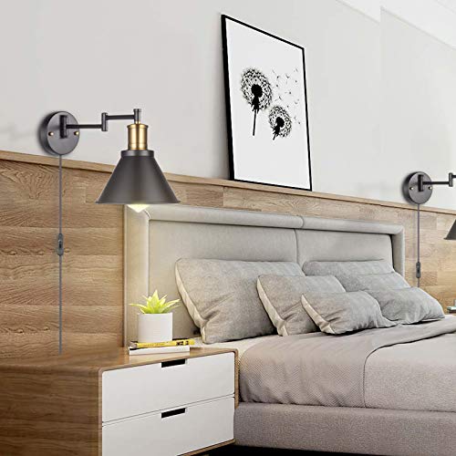 Bronze and Black Swing Arm Wall Lamp with On/Off Switch B669801